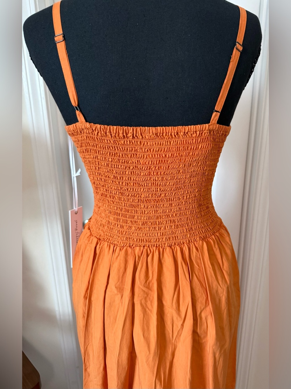 Young Fabulous & Broke Pumpkin Orange Smocked Waist Sundress with pockets(Small) - Picture 8 of 8